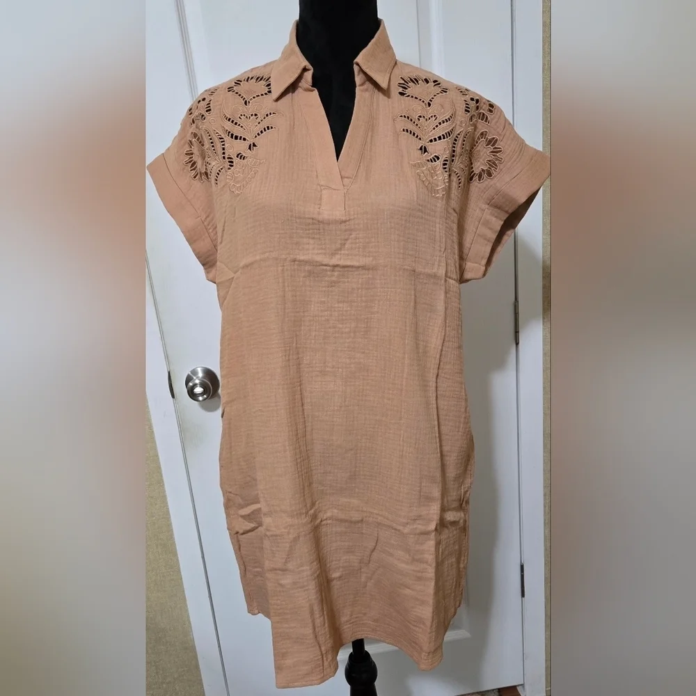 EASEL Embroidered Shirt Dress #484-489 - Picture 5 of 12